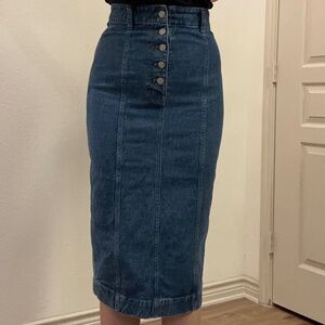 NWT Madewell Denim Midi skirt office with vertical stitching